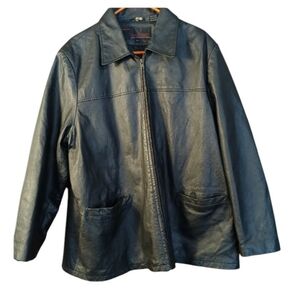 Vintage Phase Two Black Leather Coat 2XL